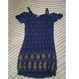 Navy and Gold Patterned Dress
